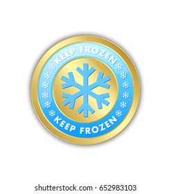 Keep frozen circular badge with snowflakes isolated on white background