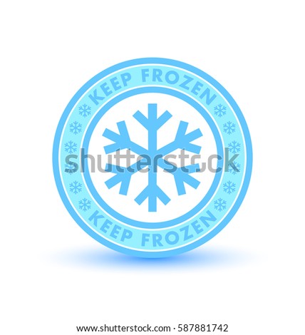 Keep frozen circular badge with snowflakes isolated on white background