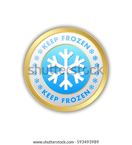 Keep frozen circular badge with snowflakes isolated on white background