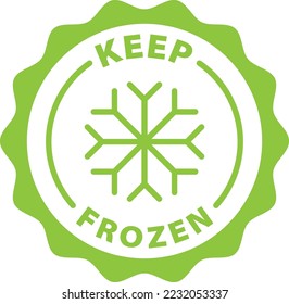 keep frozen green stamp. Symbol, outline icon, tag, badge, label, circle, green white vector round isolated on transparent background.