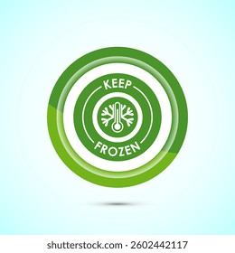 Keep frozen icon design illustration, Frozen product badge label sign, Green color button design