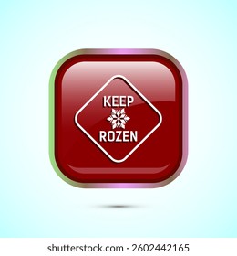 Keep frozen icon design illustration, Frozen product badge label sign, Red color square button design