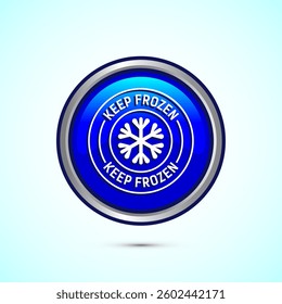 Keep frozen icon design illustration, Frozen product badge label sign, Blue color round button design