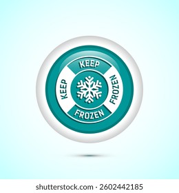 Keep frozen icon design illustration, Frozen product badge label sign, Teal color round button design