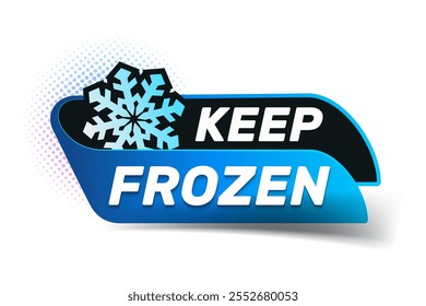 Keep frozen label.  Fresh frozen product, snowflake icon. Snowflake flat icon symbol for packages, stickers, web, badges, logo, banner, poster.
