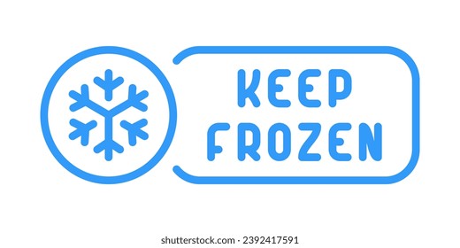 Keep frozen label with snowflake in circle line vector icon. Label for frozen product. Cold temperature stamp. Cold food storage pictogram. Round button with snow symbol.