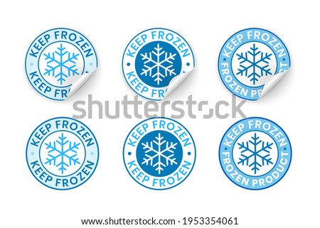 Keep frozen label sticker with curled edge, realistic vector illustration. Badge with curled corner for frozen product with snowflake icon. Stamp for refrigerated storage. Keep cool instruction.