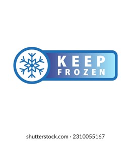 Keep frozen label. Storage in refrigerator and freezer. Sticker with snowflake and thermometer. Keep frozen badges for product. Vector illustration.