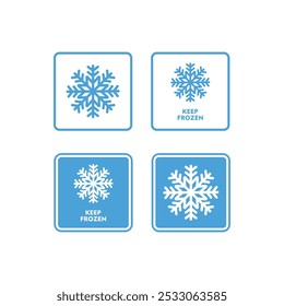 Keep frozen vector food product package label. Keep frozen in fridge, snowflake icon.