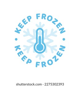 Keep frozen vector label. Product stamp with snowflake and thermometer.