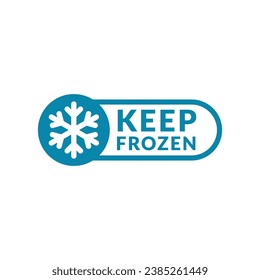 Keep frozen vector label. Snowflake flat icon symbol for packages, stickers, web, badges, logo, banner, poster.