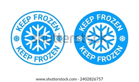 Keep frozen vector logo illustration. Frozen product label badge pictogram. Winter frozen food symbol sticker packaging