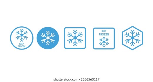 Mantenga el signo de Vector congelado para el paquete. Etiquetas para el producto congelado aislado en el fondo blanco.