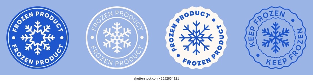 Mantenha o sinal de vetor congelado. Rótulo De Produto Congelado Isolado. Conjunto de Emblemas. Ícone Snowflake