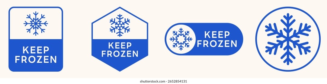 Mantenha o sinal de vetor congelado. Rótulo De Produto Congelado Isolado. Conjunto de Emblemas. Ícone Snowflake