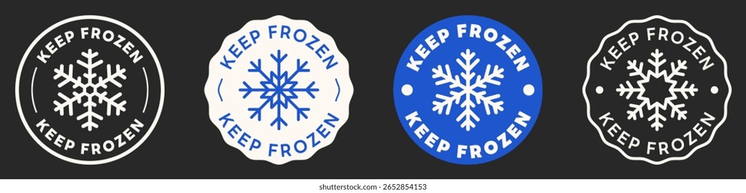 Mantenha o sinal de vetor congelado. Rótulo De Produto Congelado Isolado. Conjunto de Emblemas. Ícone Snowflake