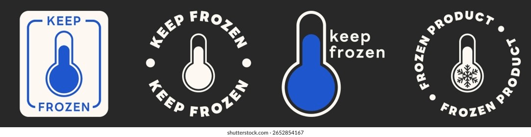 Mantenha o sinal de vetor congelado. Rótulo De Produto Congelado Isolado. Conjunto de Emblemas. Ícone Snowflake