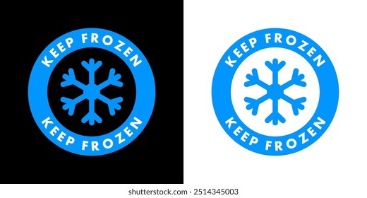 Keep Frozen - vector signs for product labeling on black and white background.