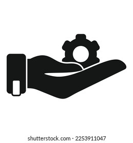 Keep gear hand icon simple vector. Problem solution. Idea work