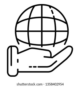 Keep global corporate icon. Outline keep global corporate vector icon for web design isolated on white background