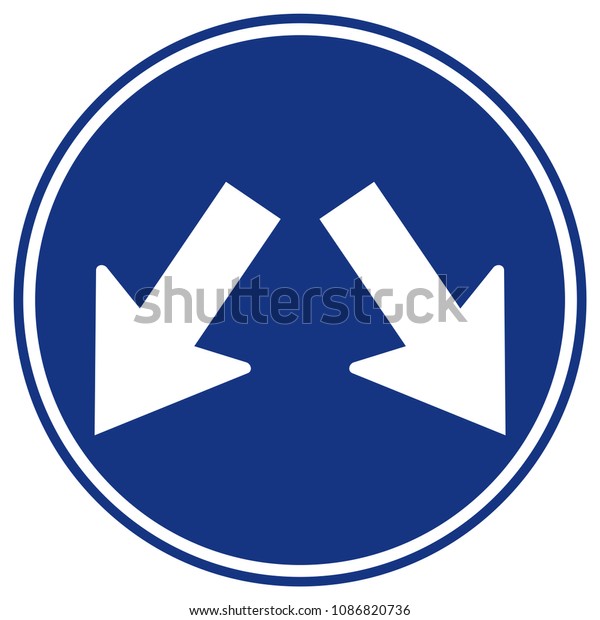 Keep Going Left\
Or Right By Arrow Traffic Road Sign,Vector Illustration, Isolate On\
White Background Label.\
EPS10