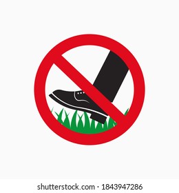 Keep of the grass icon. Do not step on grass sign. Vector