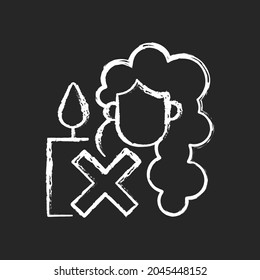 Keep hair away from open flame chalk white manual label icon on dark background. Candle making safety. Taking precautions. Isolated vector chalkboard illustration for product use instructions on black