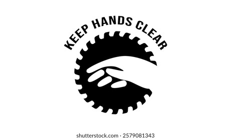 Keep Hands Clear, Safety Sign, Black Isolated Silhouette