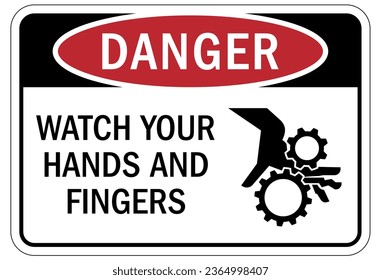 Keep hands clear warning sign and labels