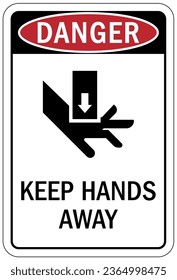 Keep hands clear warning sign and labels
