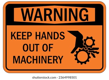 Keep hands clear warning sign and labels