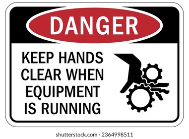 Keep hands clear warning sign and labels
