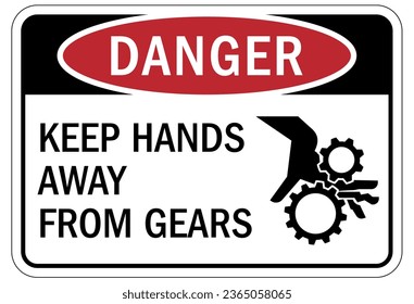 Keep hands clear warning sign and labels