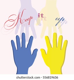 keep it up hands vector illustration
