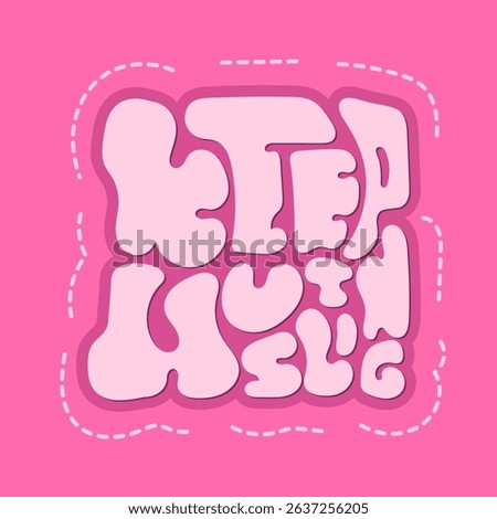 Keep Hustling 2.0 – Square Retro Groovy Typography Quote in Pink Bubble Lettering Style