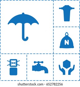 Keep icon. set of 6 keep filled icons such as sack, keep dry cargo, handle with care, cargo only in box allowed