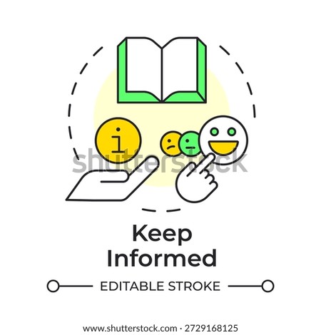 Keep informed multi color concept icon. User feedback, customer satisfaction. Review rating. Round shape line illustration. Abstract idea. Graphic design. Easy to use in booklet, article