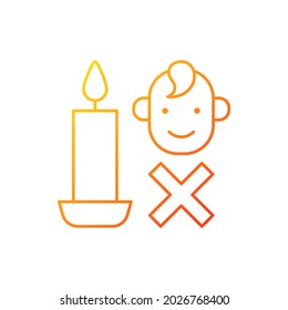 Keep kids away from candles gradient linear vector manual label icon  Supervision  Thin line color symbols  Modern style pictogram  Vector isolated outline drawing for product use instructions