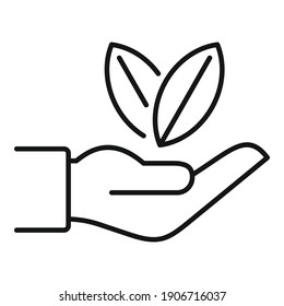 Keep leaf eco icon. Outline keep leaf eco vector icon for web design isolated on white background