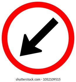 Keep Left by The Arrow Red Circle Traffic Road Sign,Vector Illustration, Isolate On White Background Icon. EPS10