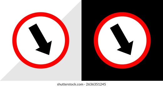 Keep Left Directional Arrow Sign, White Background, Red Circle