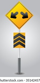 Keep left and right or forward sign road isolated on white background. Group of as fish-eye, simple and grunge icons for your design. Vector illustration.
