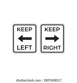 Keep Left Keep Right Sign. Vector Icon Template