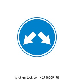 Keep left or keep right traffic road sign flat icon, vector sign, colorful pictogram isolated on white. Symbol, logo illustration. Flat style design