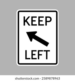 Keep Left Sign Diagonal Arrow. Vector