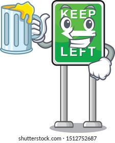 keep left sign with juice mascot road