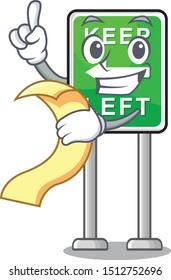 Keep left sign with menu mascot road