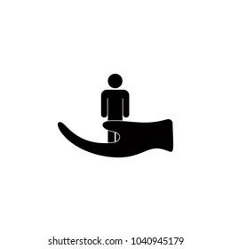 keep a man in one's hands icon. Elements of insurance icon. Premium quality graphic design. Signs and symbol collection icon for websites, web design, mobile app, info graphics on white background