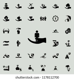 keep a man in one's hands icon. insurance icons universal set for web and mobile