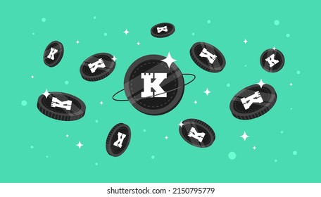 Keep Network (KEEP) coins falling from the sky. KEEP cryptocurrency concept banner background.